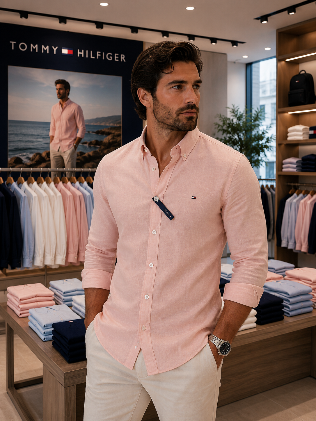 TOMMY HILFIGER  Linen Shirt For Men