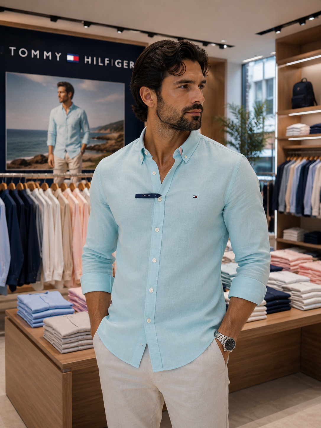 TOMMY HILFIGER  Linen Shirt For Men
