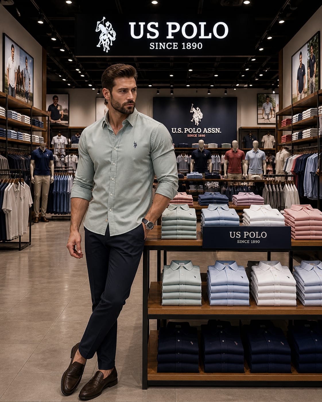 U. S. P. A. Satin Shirt For Men