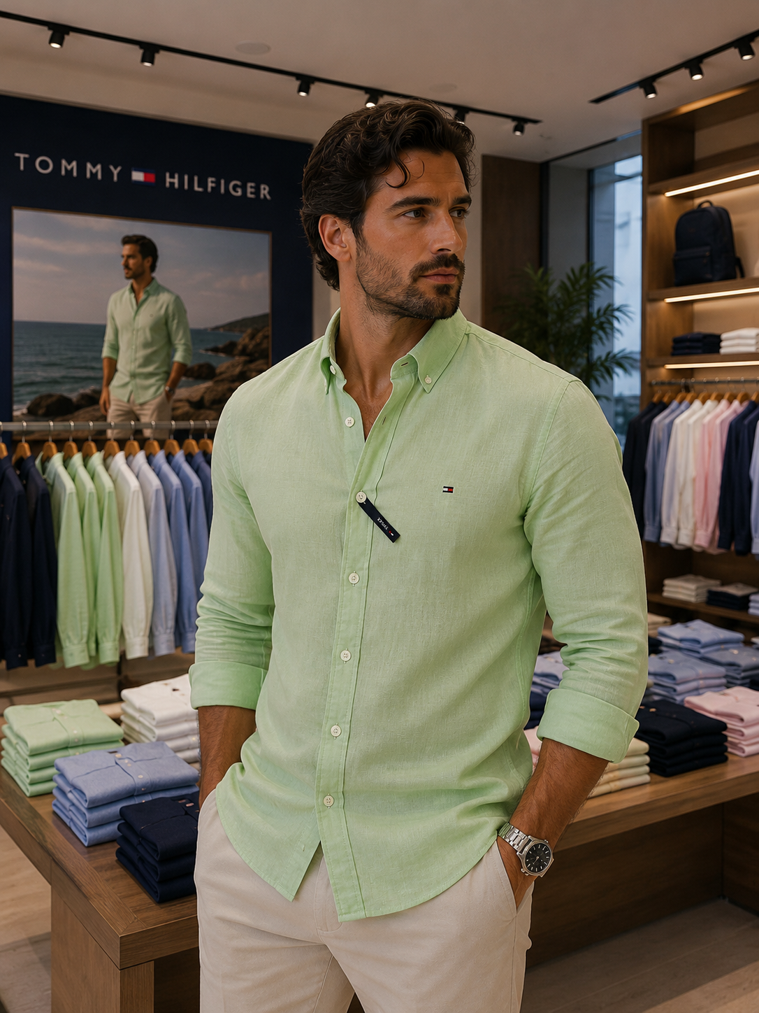 TOMMY HILFIGER  Linen Shirt For Men